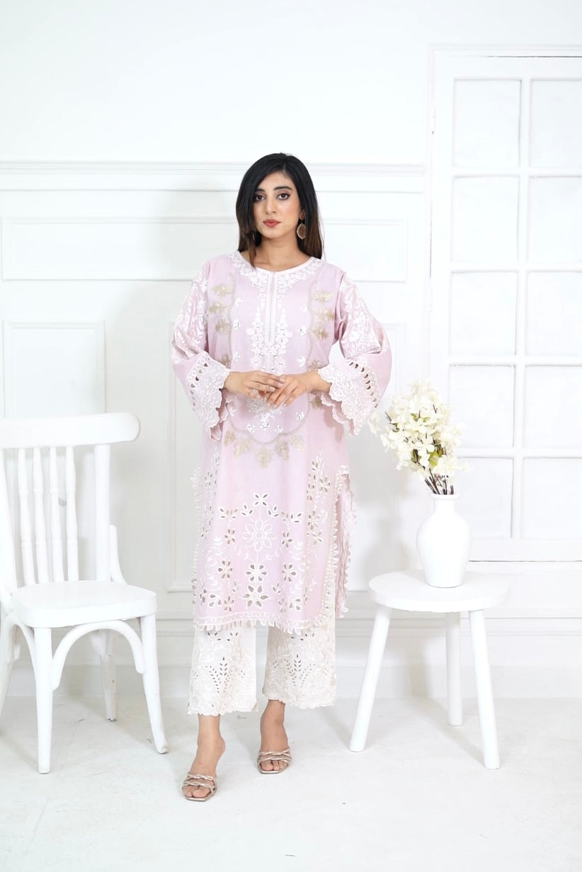 Baby Pink & Ivory Kurta