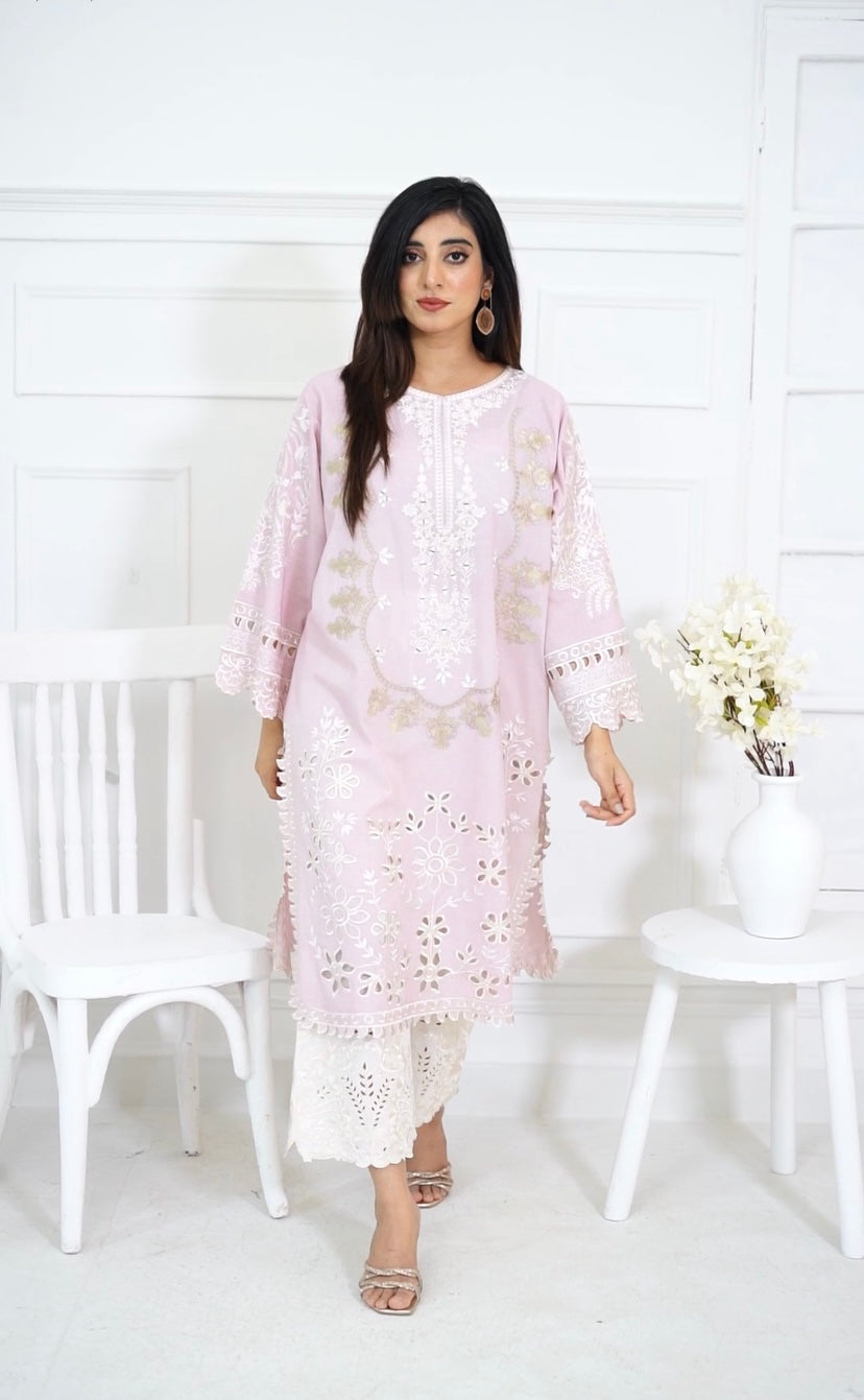 Baby Pink & Ivory Kurta