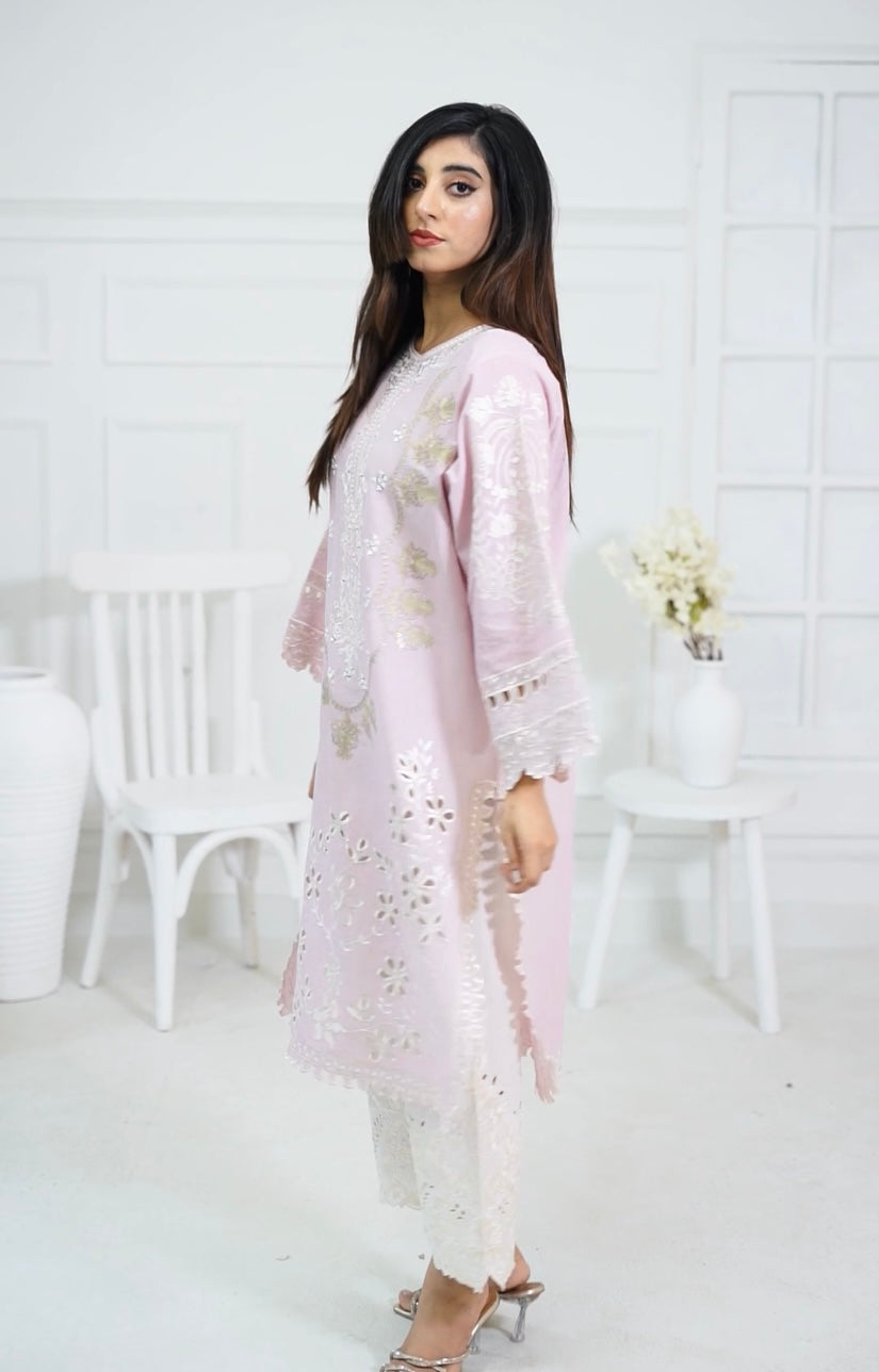 Baby Pink & Ivory Kurta