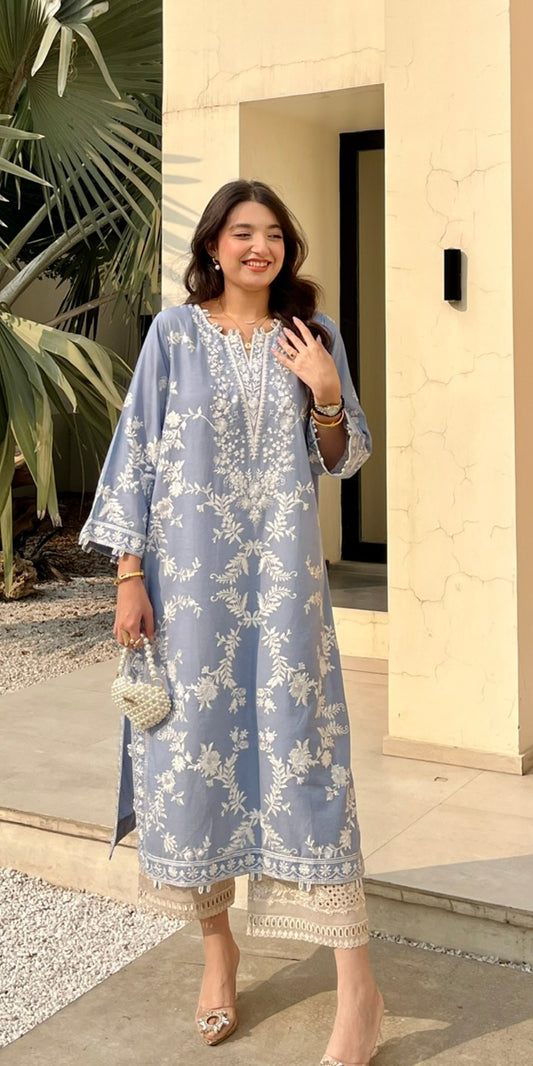 sky grey long kurta