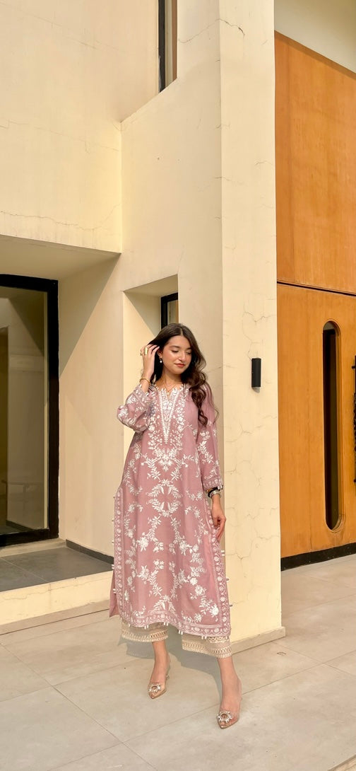 tea pink long kurta