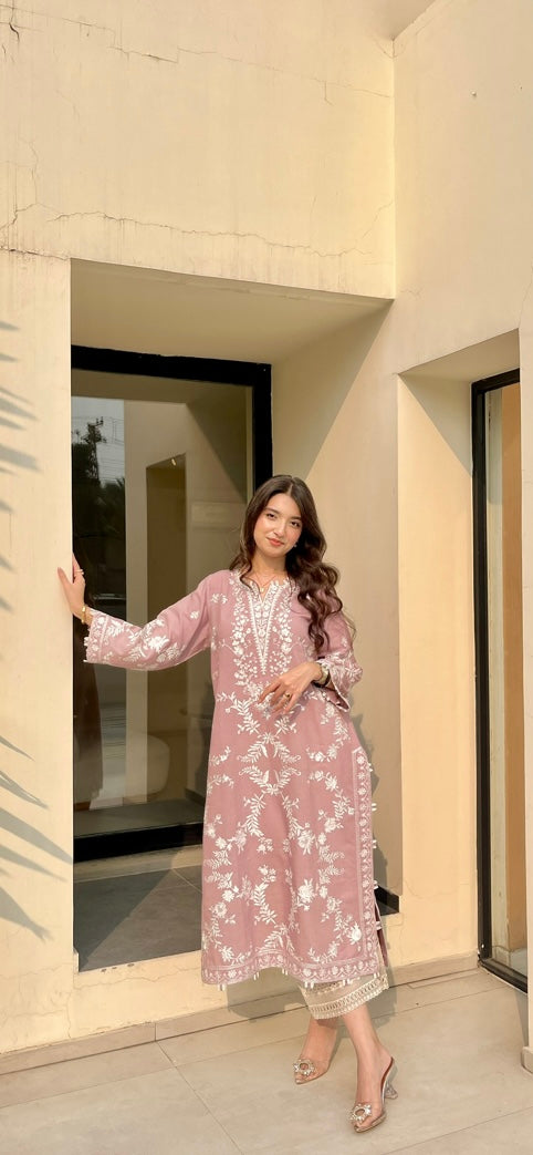 tea pink long kurta