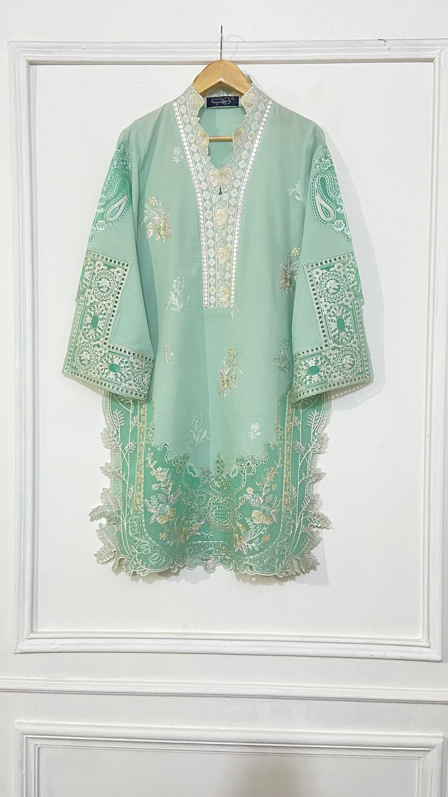 Light Green applique Kurta.