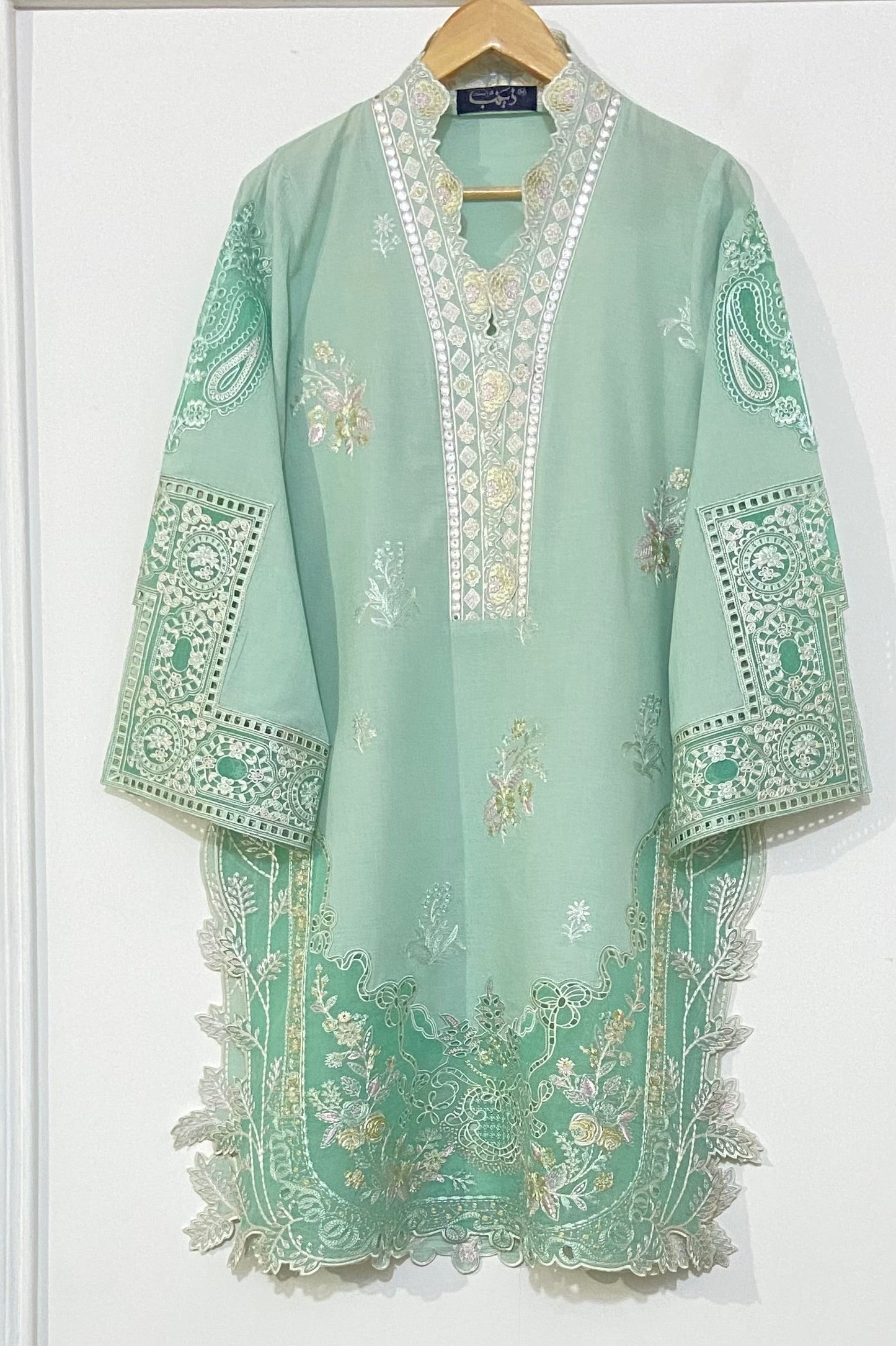 Light Green applique Kurta.