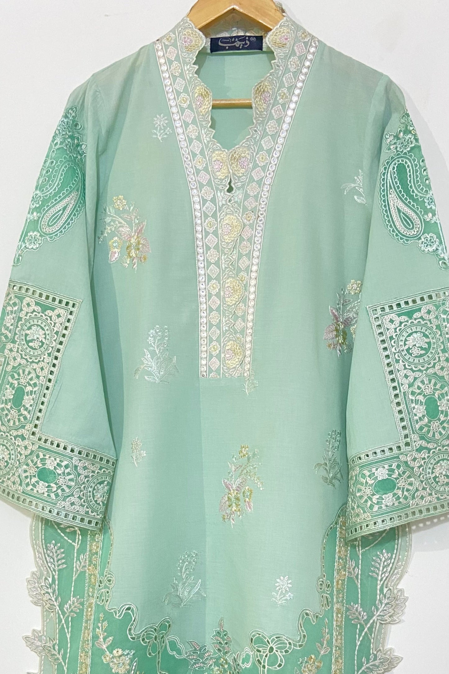 Light Green applique Kurta.