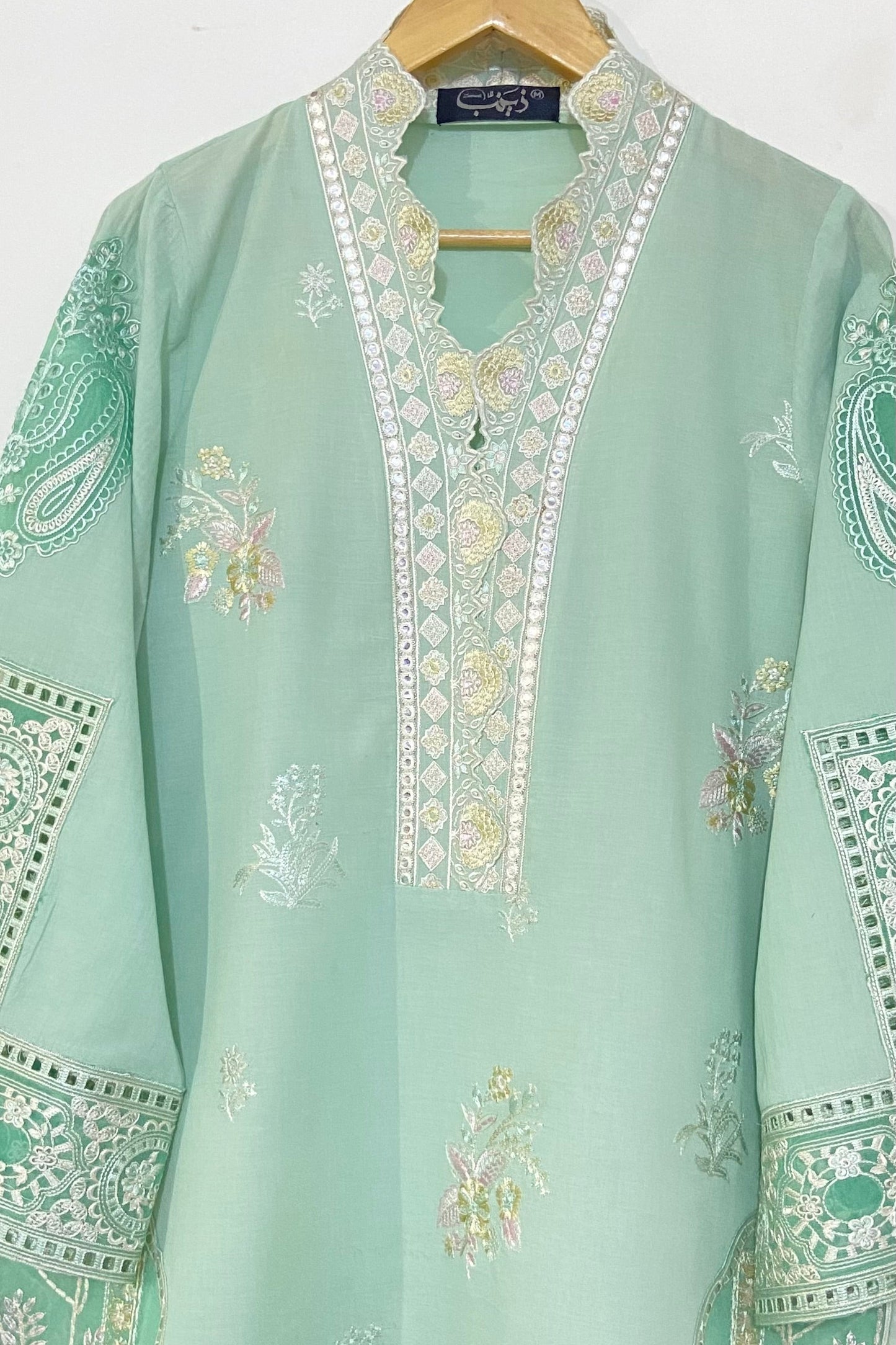 Light Green applique Kurta.