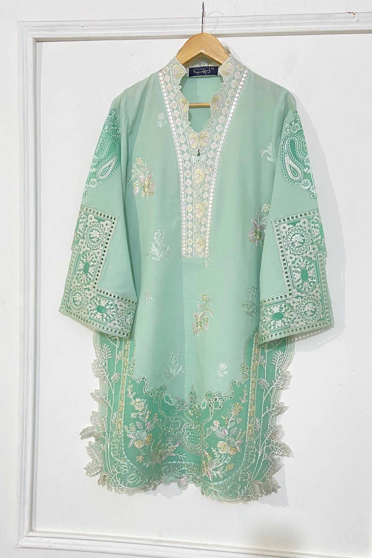 Light Green applique Kurta.