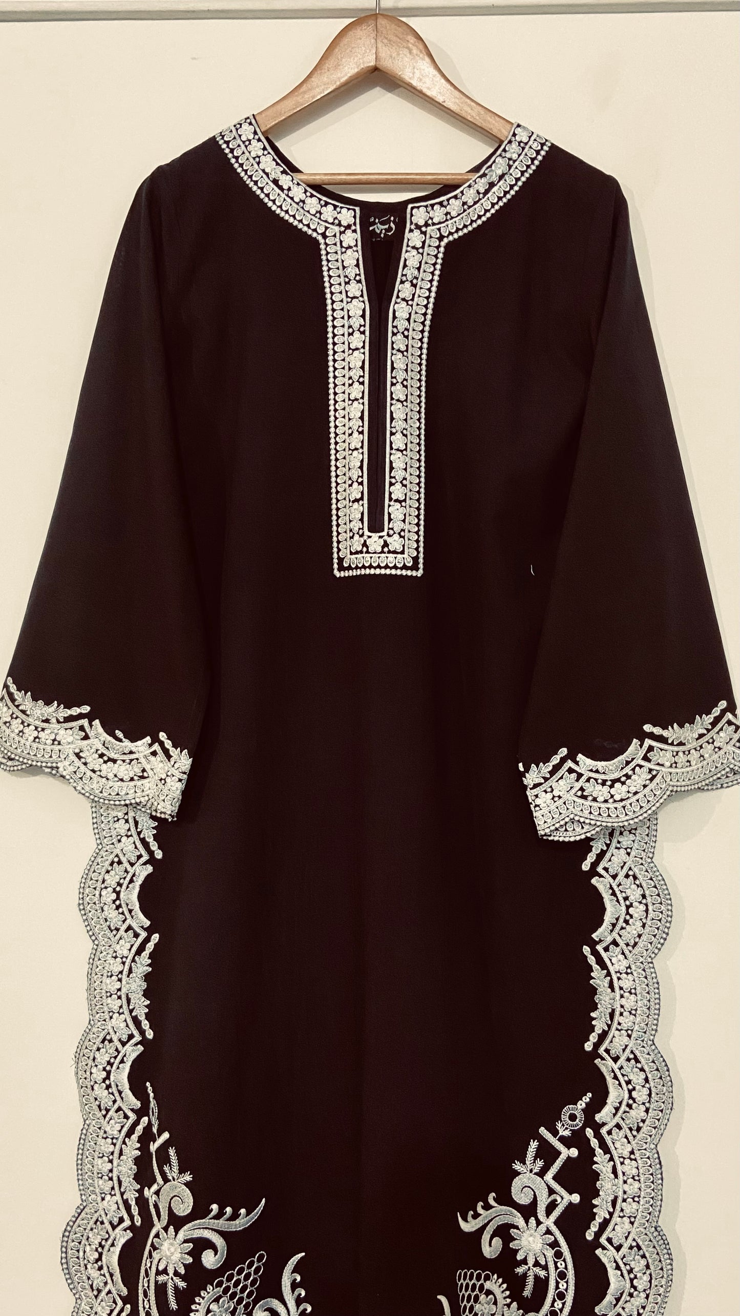 Black & White Embroidery Kurta