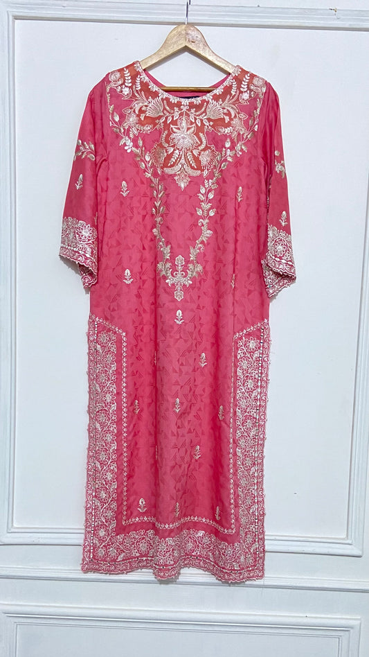 Pink Embroidered LONG KURTA