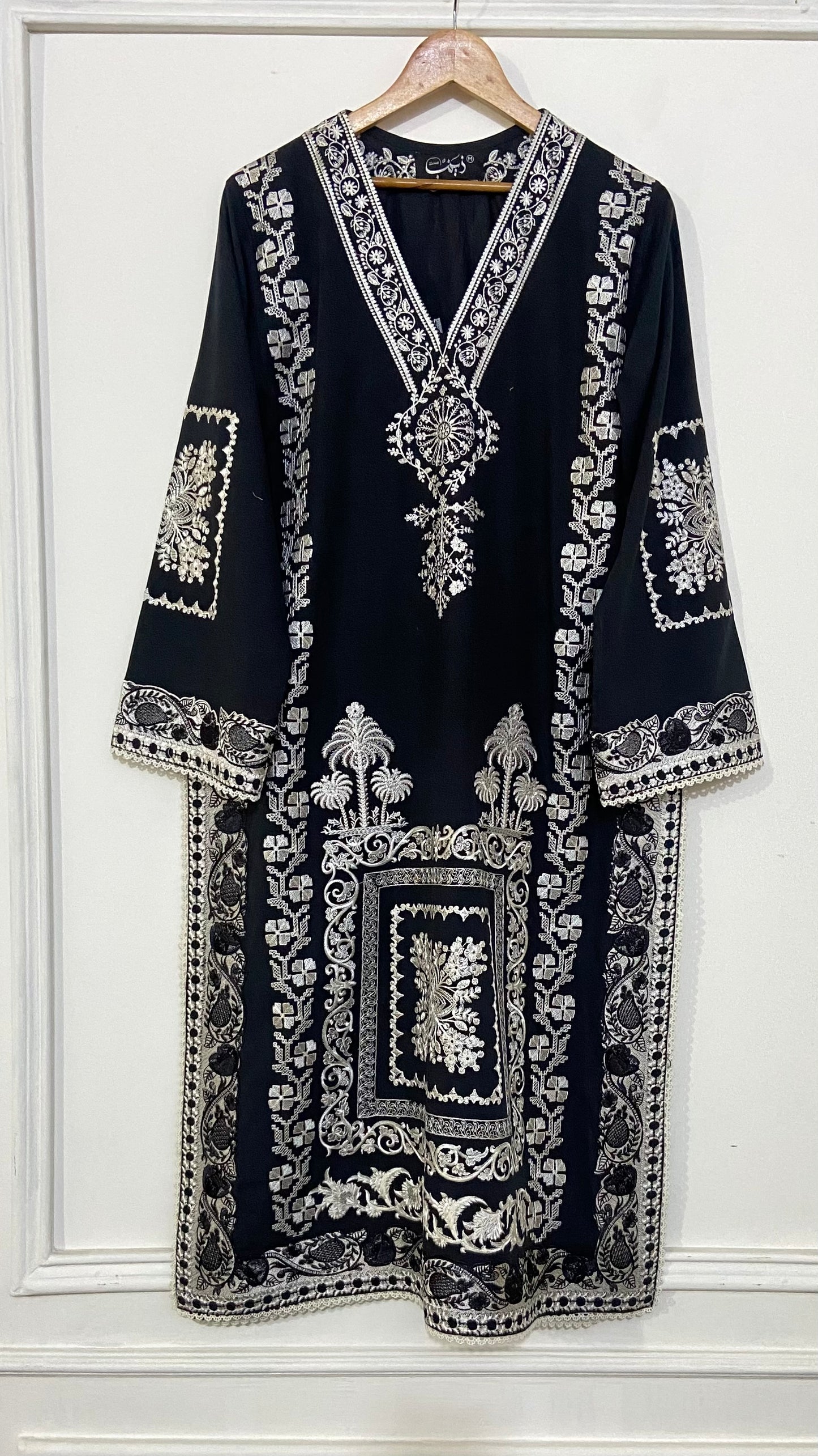 cross stitch black kurta