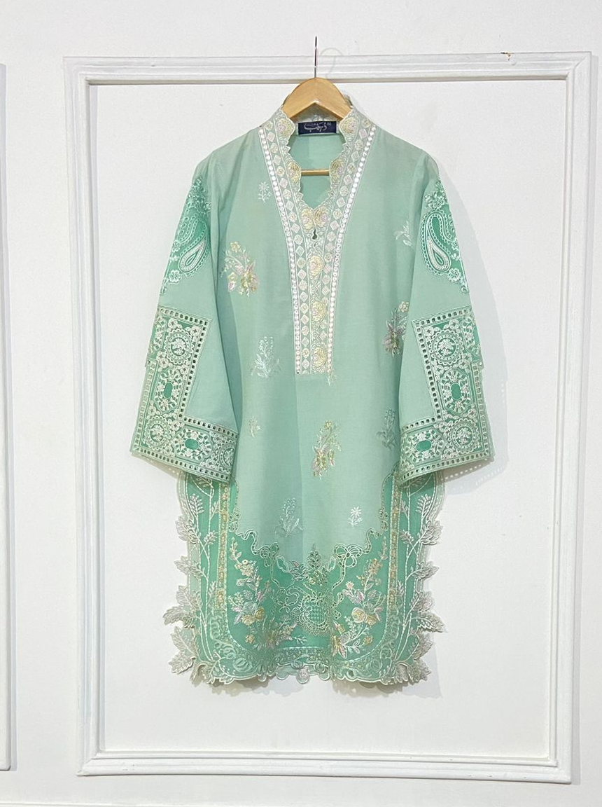 Light Green applique Kurta.