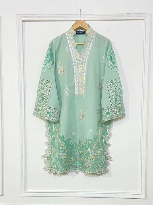 Light Green applique Kurta.