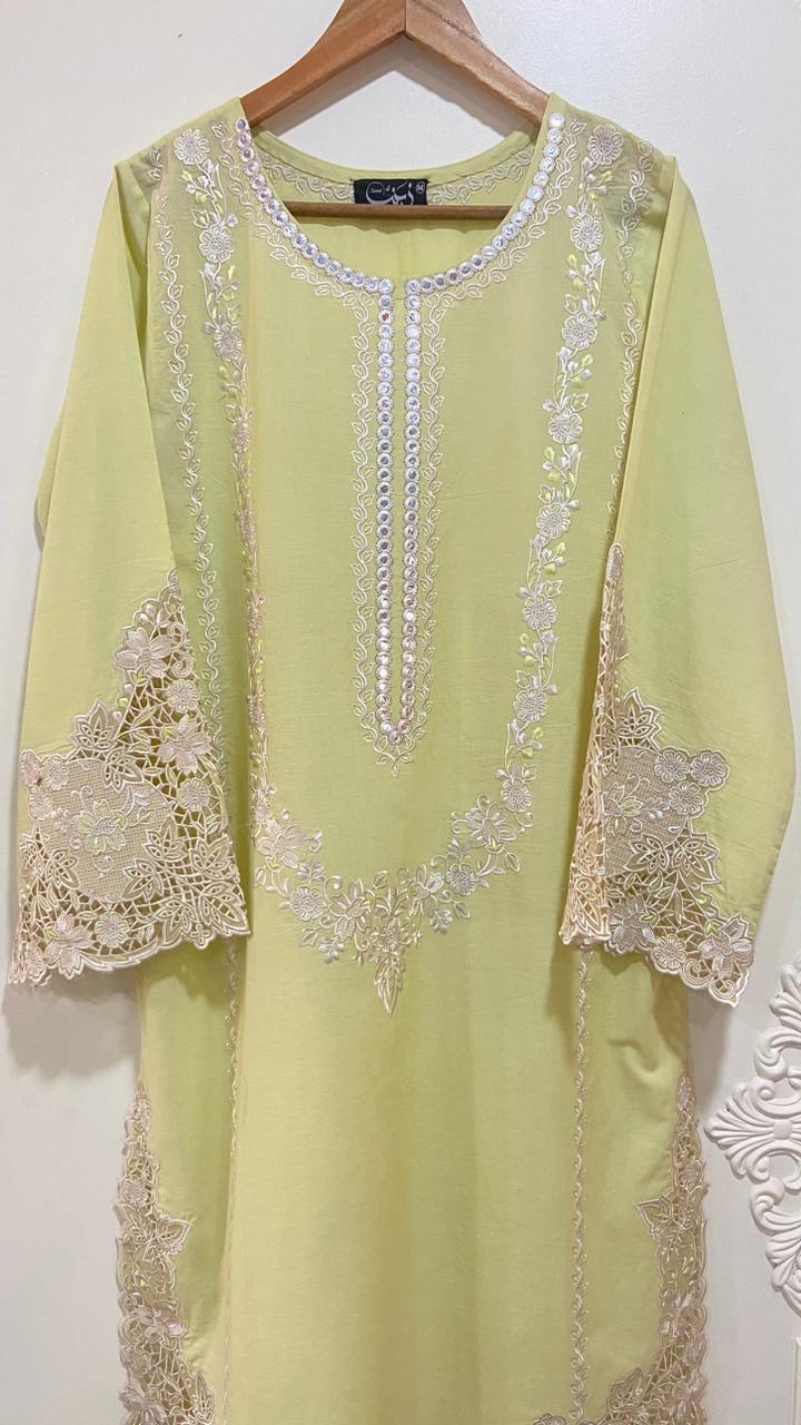 lemon applique Kurta.