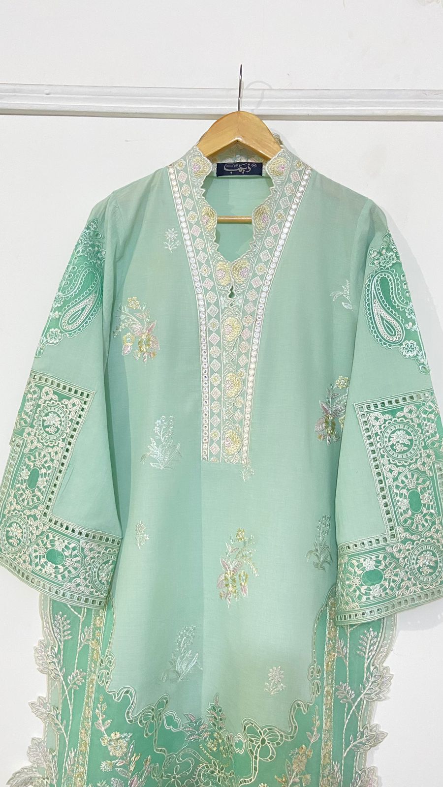 Light Green applique Kurta.