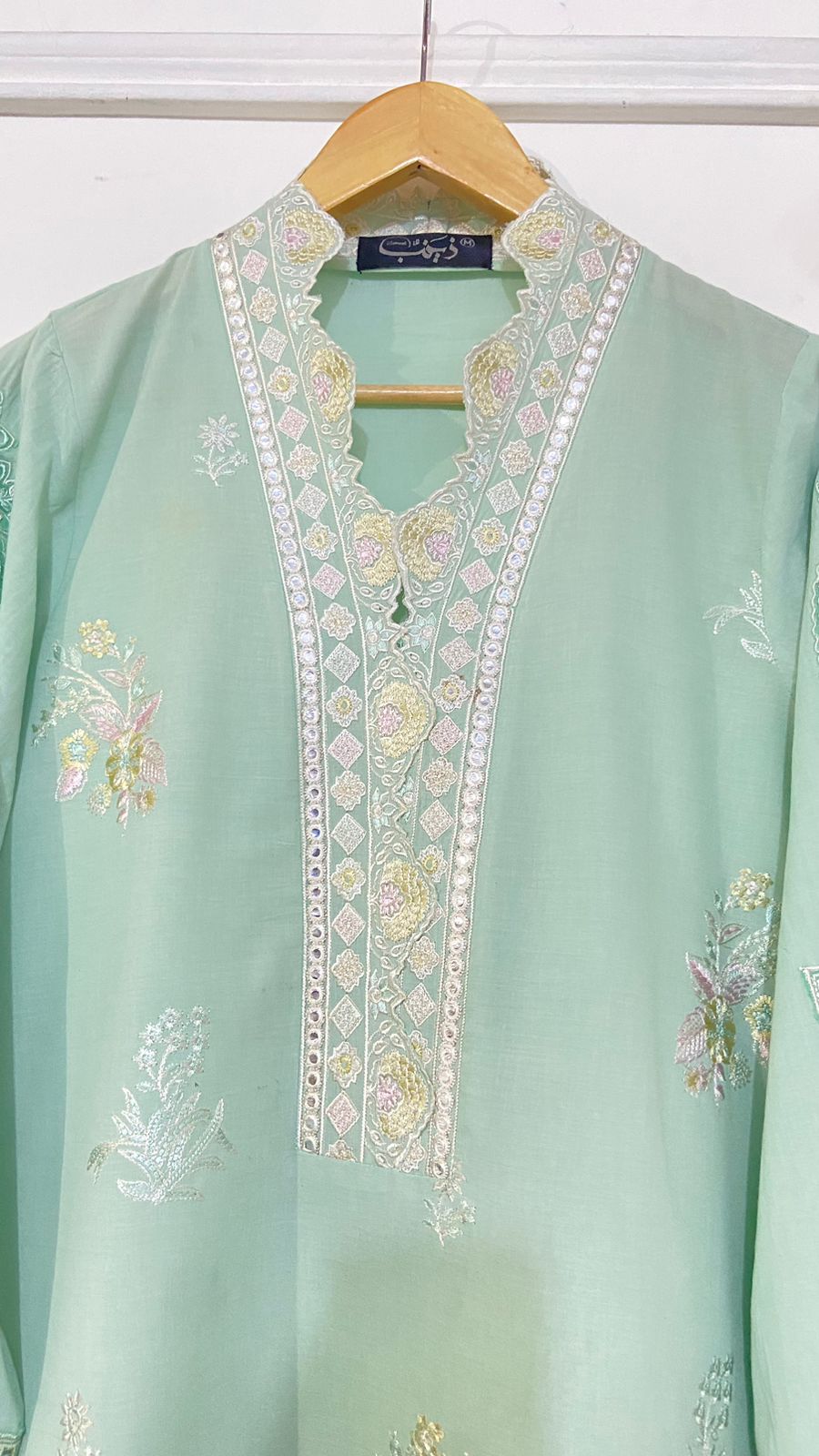 Light Green applique Kurta.