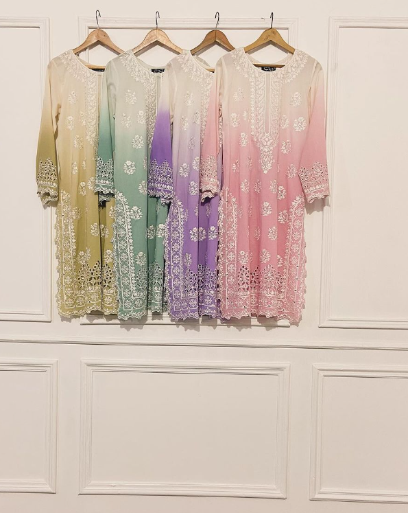 New Arrival! Four Beautiful Embroidered Shaded Kurta