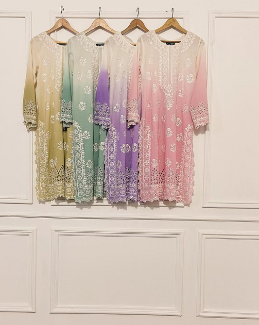 New Arrival! Four Beautiful Embroidered Shaded Kurta